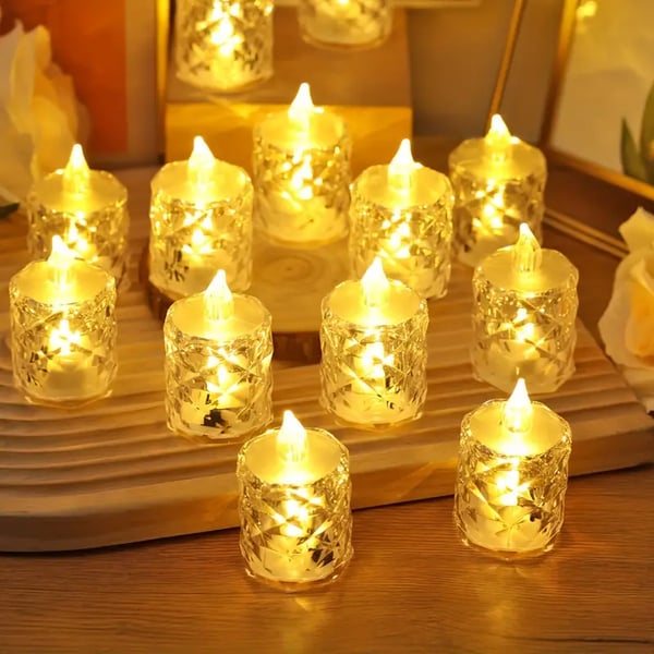 RadiantCrystal – 3 Stk/SET Flammenlose Kerzenlichter Aus Kristall