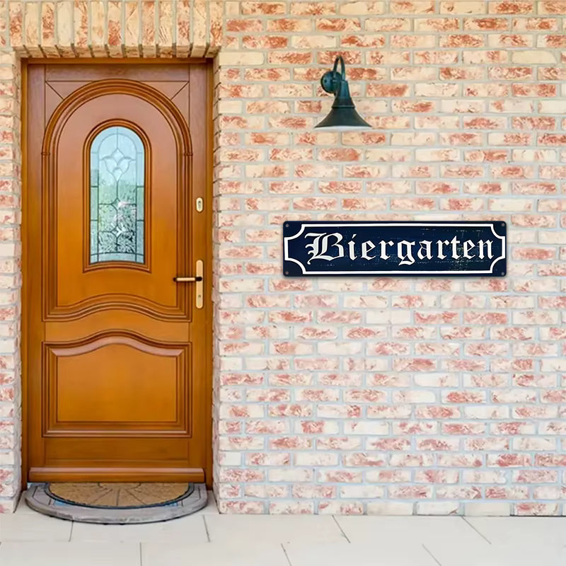 Vintage Bier Wandschild | Gotische Schrift | Aluminium & 10x40cm | Innen-/Außenbereich Dekor