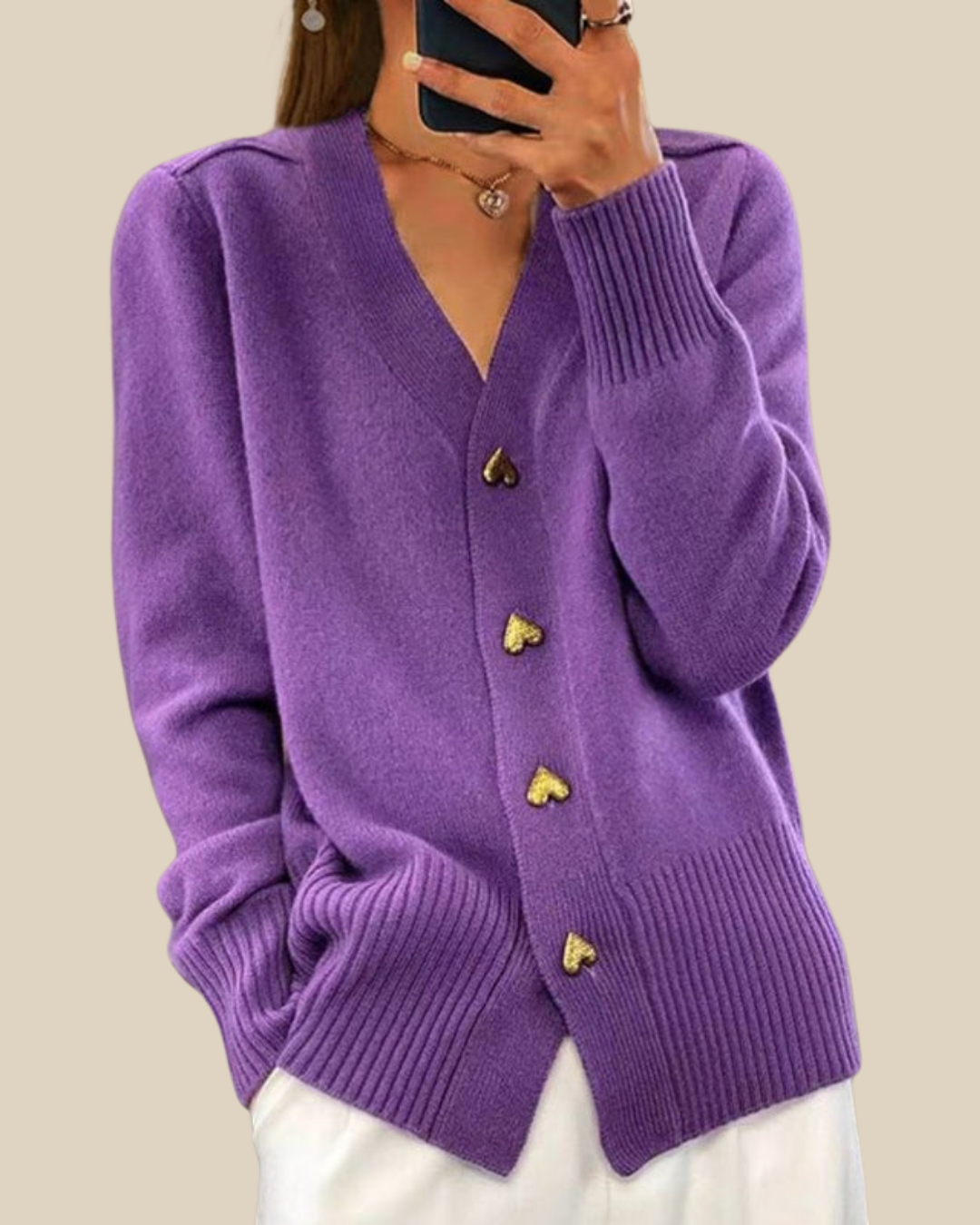 Felice | Strickjacke mit Herzknöpfen