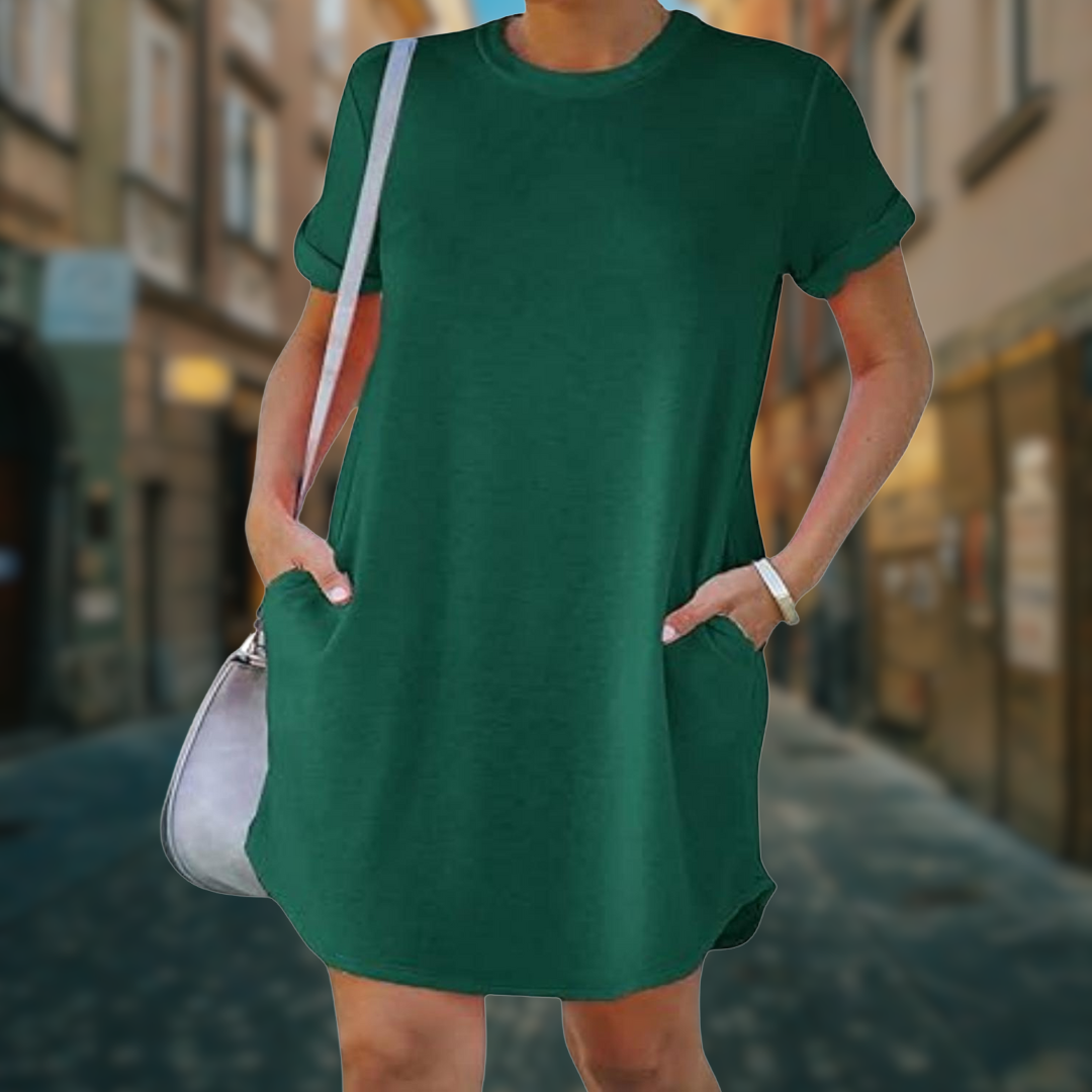 lisa - Lässiges kurzärmeliges T-Shirt-Kleid mit Taschen