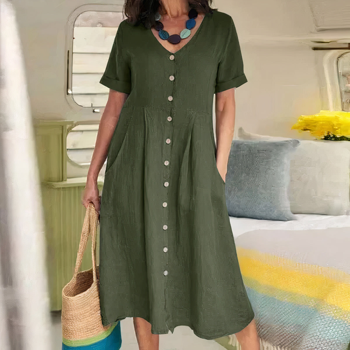 Bella - Maxikleid Mit V-Ausschnitt