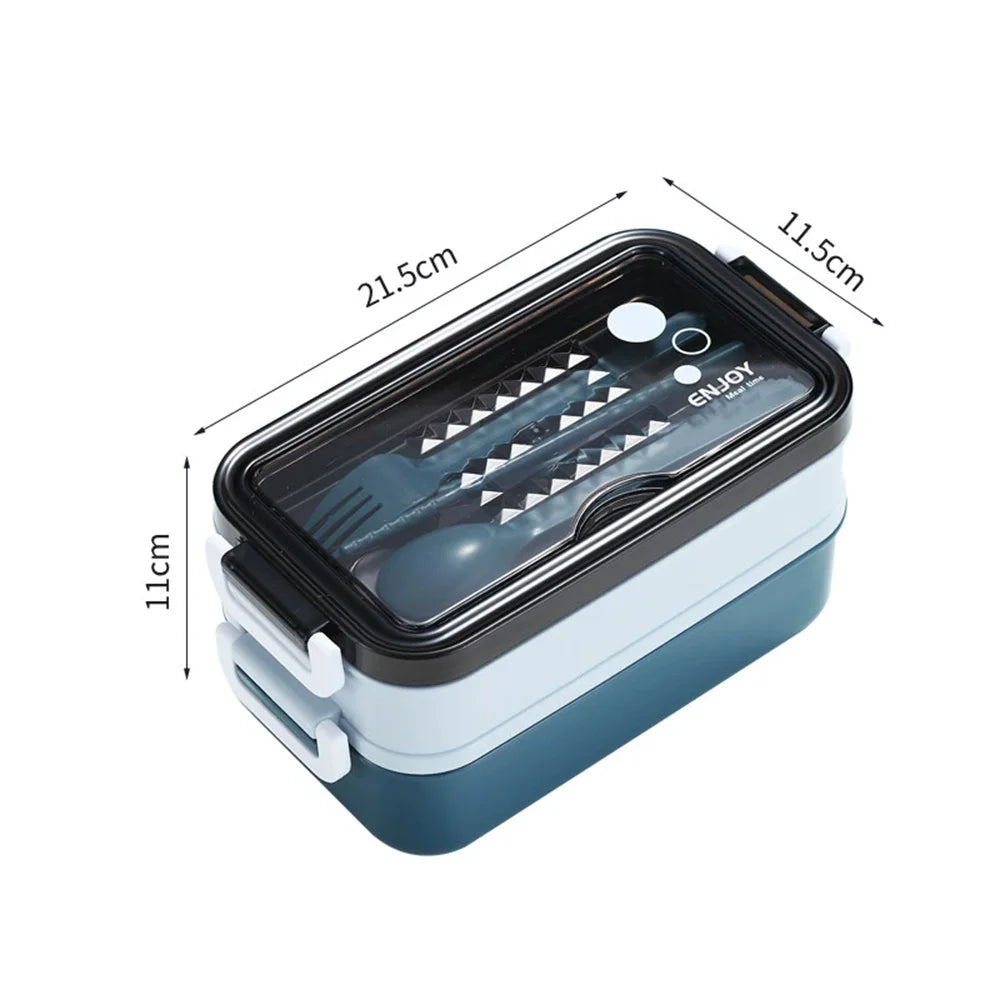 Lunchbox | Gestapelt mit mehreren Fächern | 1.400 ml Fassungsvermögen | Reisegeeignet