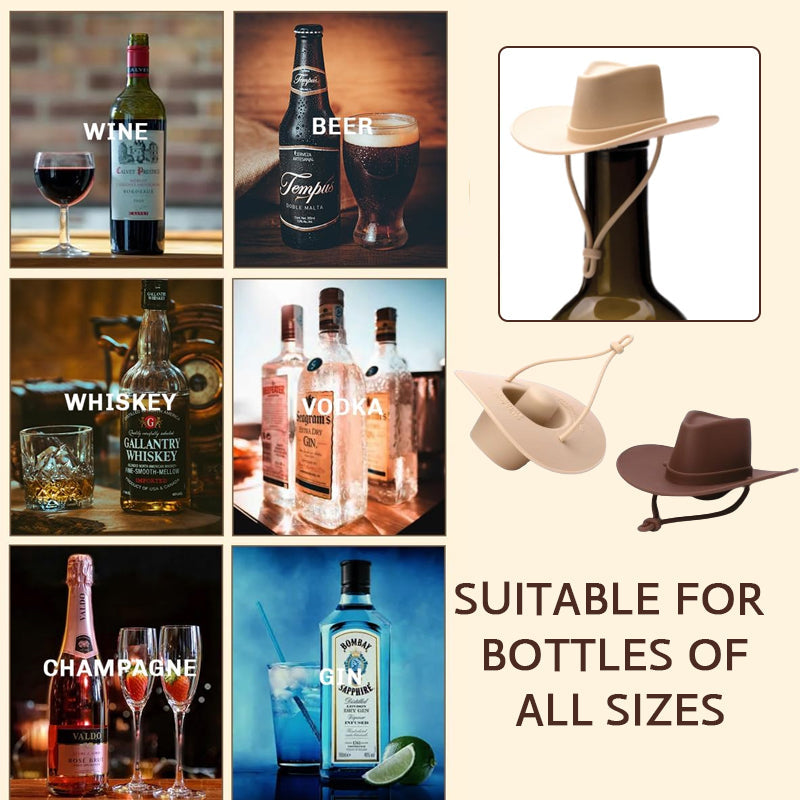 1+1 GRATIS | Weinflaschenverschluss im Cowboyhut-Design – Dicht, stilvoll & originell