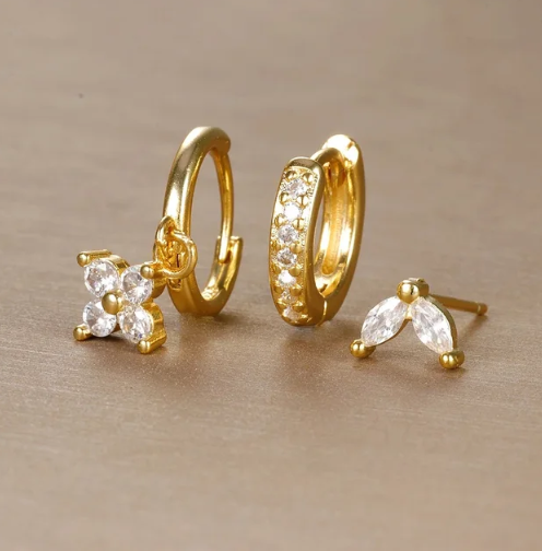 Poppy | Ohrringe Gold und Silber Set mit Bolzen und Reifen
