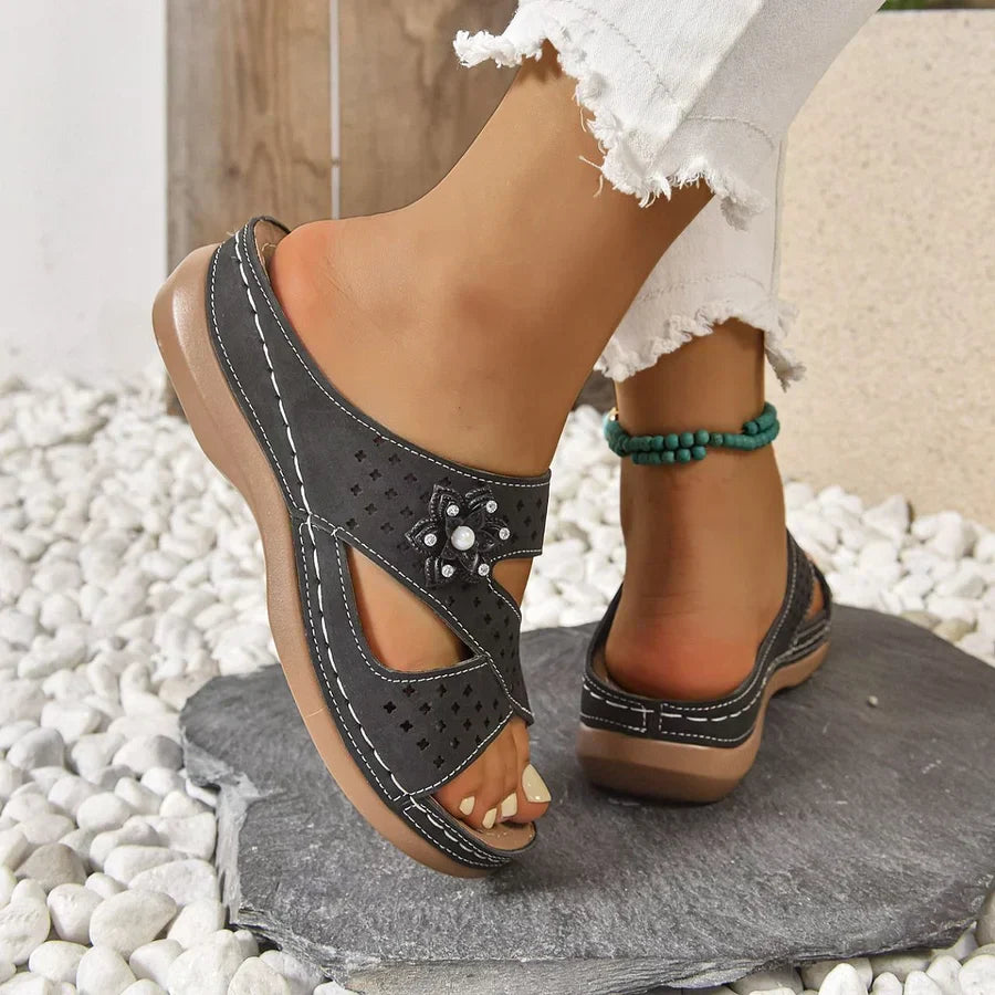 Kristine - Orthopädisch Blume Lässig Keilabsatz Sandalen