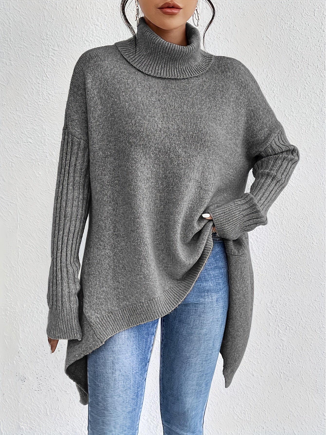Tahlia – Lässiger Langarm-Pullover mit hohem Kragen