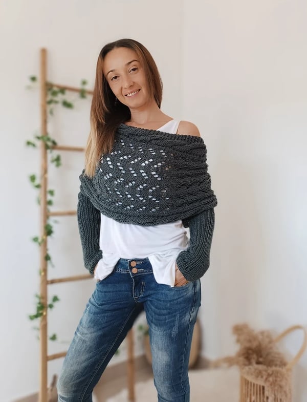 Reinhilde – Doppelten Ärmeln Shawl Schal