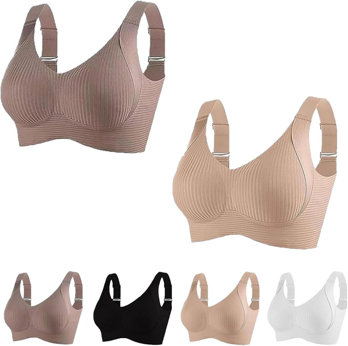 Gerippter, verstellbarer Push-Up-BH ohne Bügel für Damen