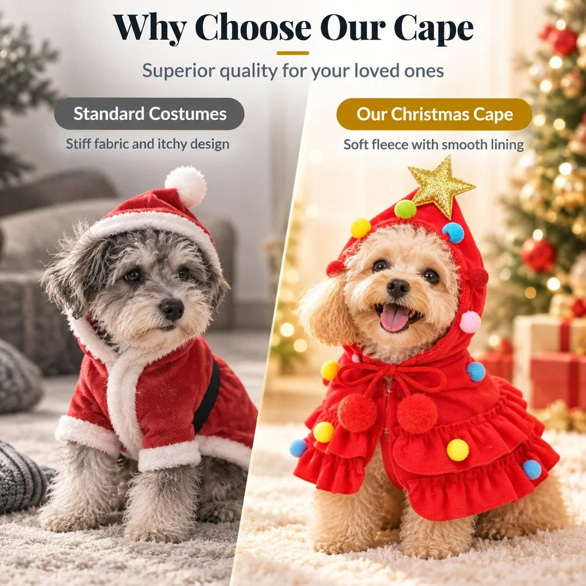 MerryPaw Weihnachtsbaum-Umhang für Hunde und Katzen – Macht Weihnachtsfotos magisch