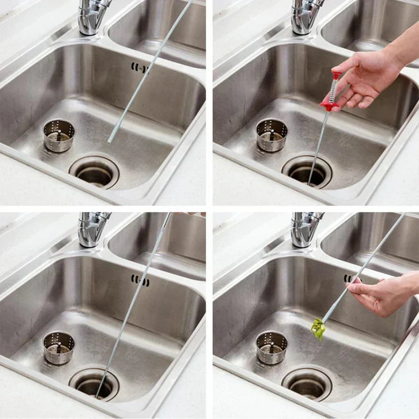 Abfluss-Reinigungshaken Ohne Chemie | Federstahl Rostfrei, 60 cm, Flexibel | Für Küche, Bad & Dusche, Wiederverwendbar