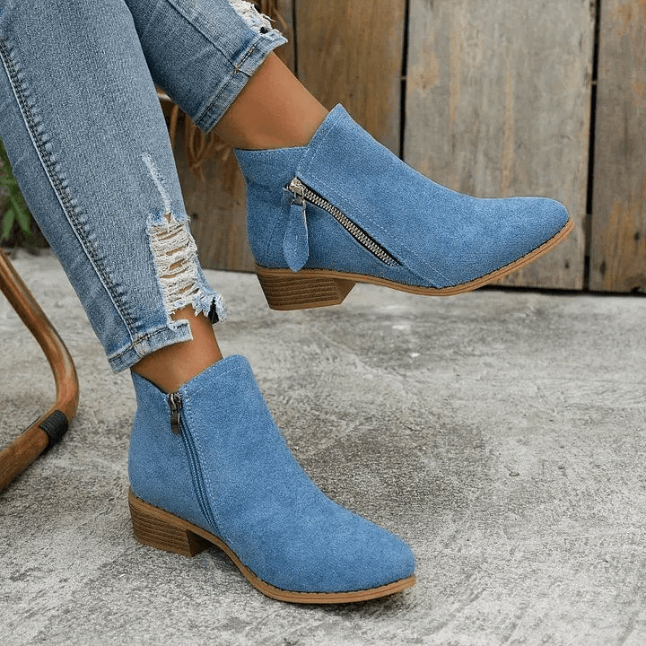 Damenstiefeletten im Vintage-Stil aus Stoff