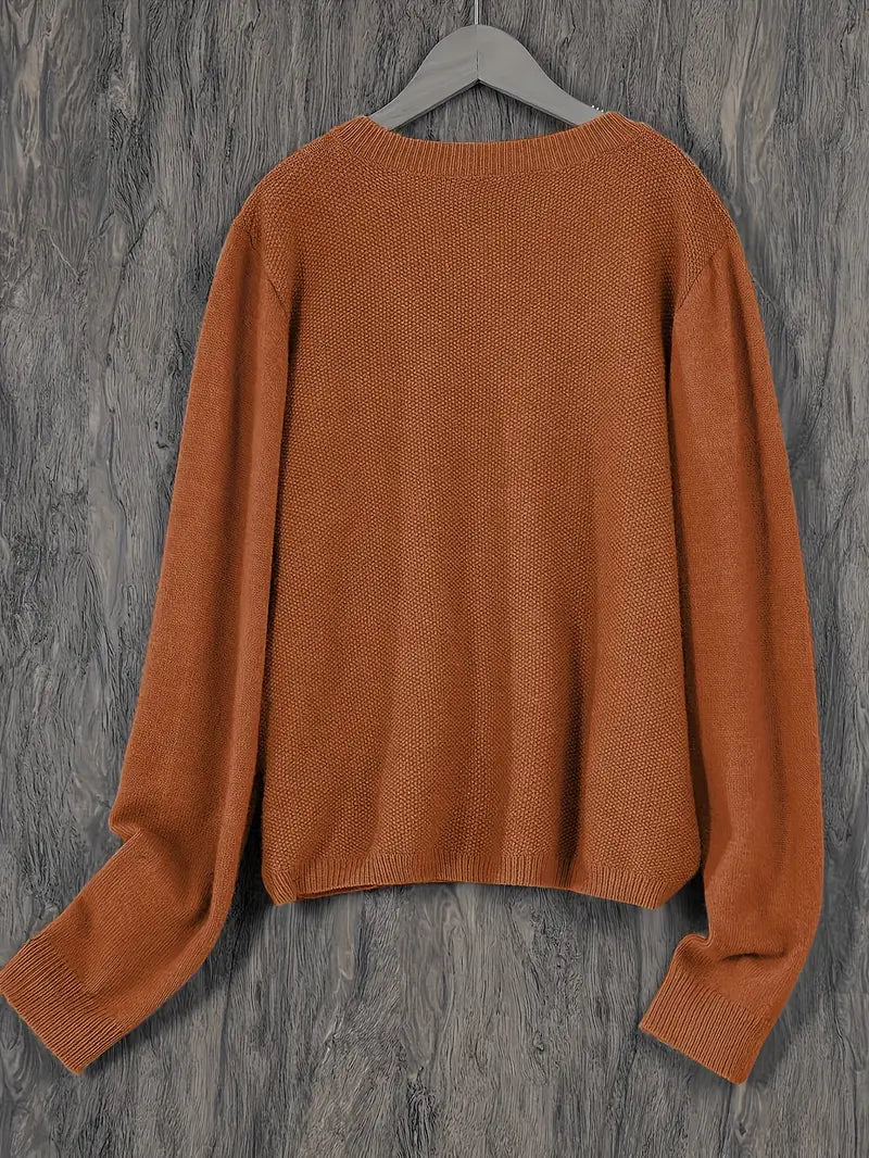 Eugenia | Damen Rundhals-Cardigan mit Knöpfen und Tasche