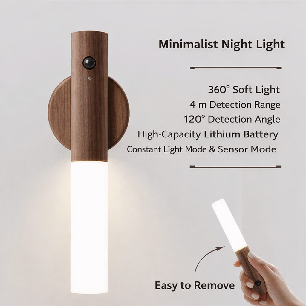 Wandleuchte | Bewegungssensor | Kabellos | Woodlamp