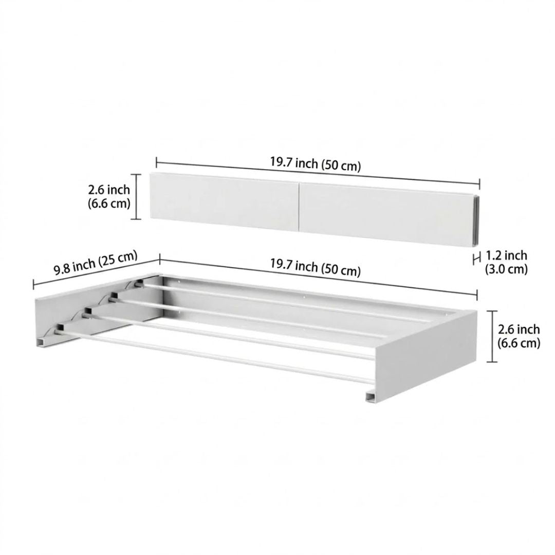 Wandmontierter Trockenständer | Klappbares platzsparendes Design | Rostfreies Metall, 100×40 cm | Montageset inklusive