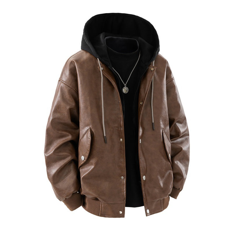 Herren oversized Bomberjacke mit Kapuze, Druckknopfblende und Taschen