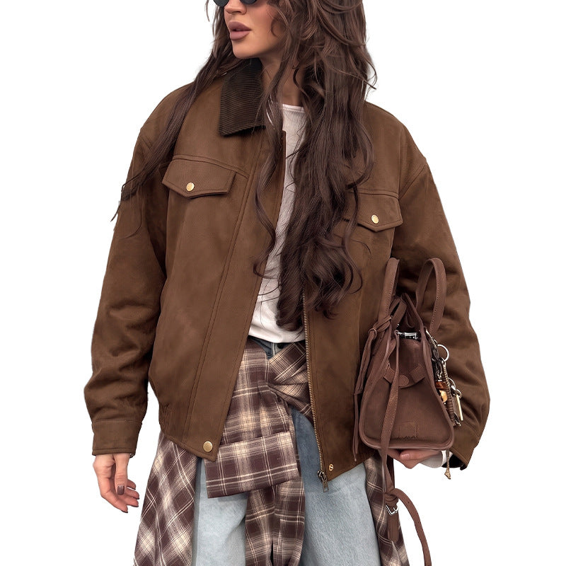 Damen Kurzjacke mit Klappentaschen und Reißverschluss