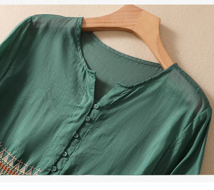 Niesha – Baumwolle und Leinen Besticktes Kleid