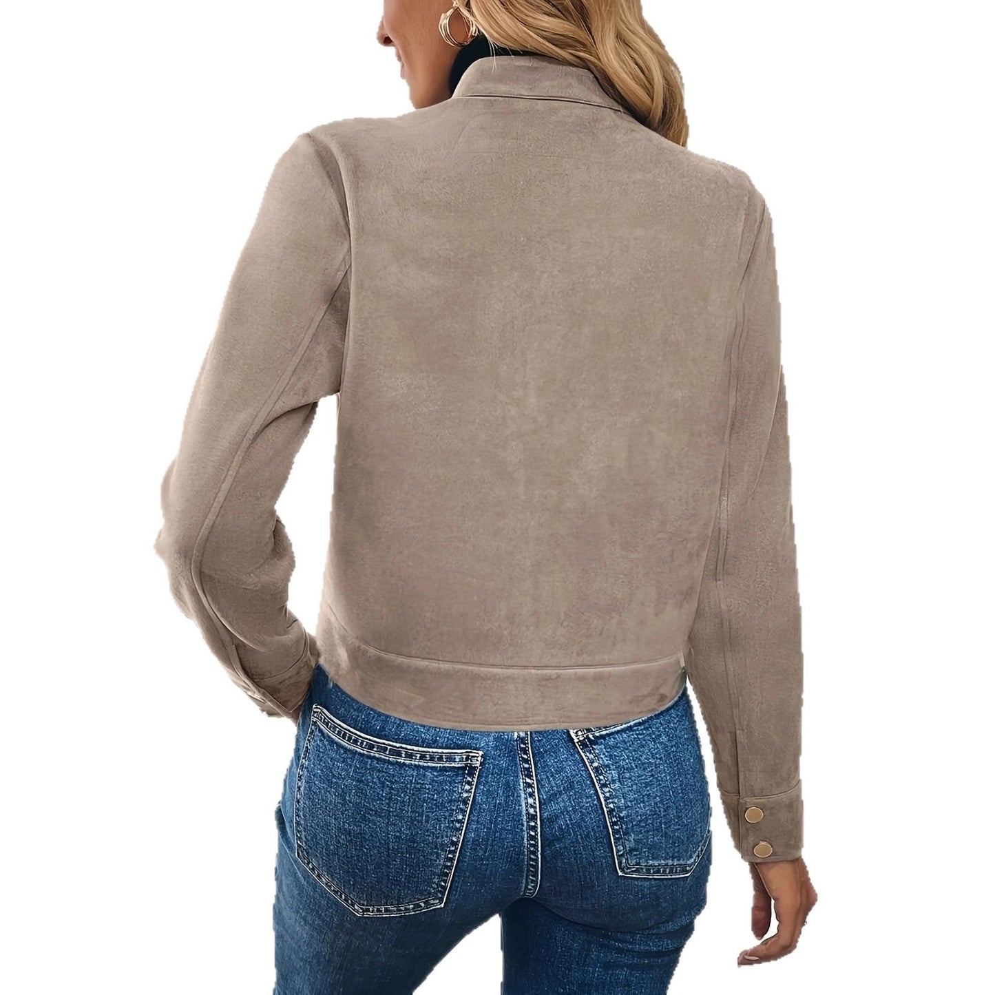 Damen Kurzjacke mit Pattentaschen und Reißverschluss