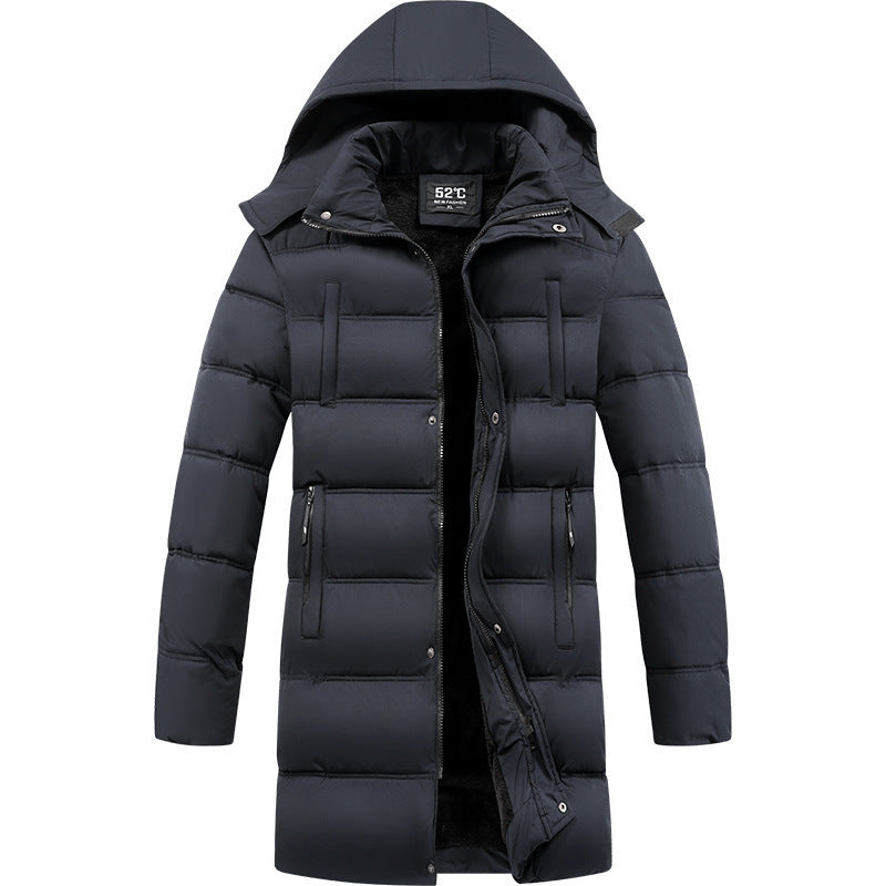 Herren Longline Pufferjacke mit Kapuze und Taschen