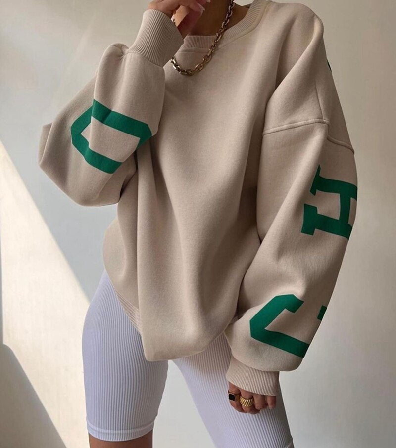 Langärmelige O-Neck-Pullover