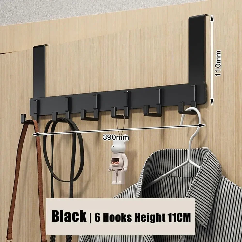 Hangiva Türhaken Organizer | 6 Haken | Aluminium Garderobe für Türen | Keine Bohrung erforderlich | Passend für Türen 4,1–4,5 cm