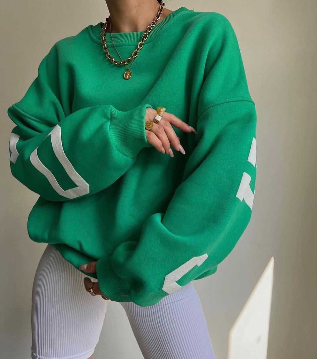 Langärmelige O-Neck-Pullover