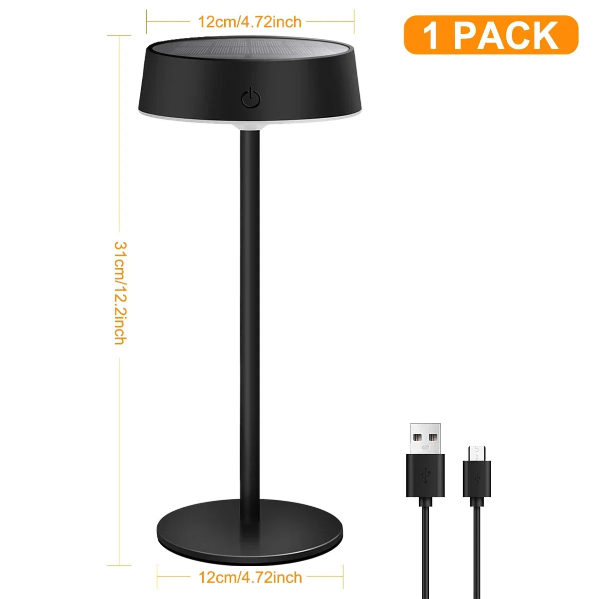 Kabellose LED Tischlampe Solar – dimmbar, 3 Lichtfarben, IP65