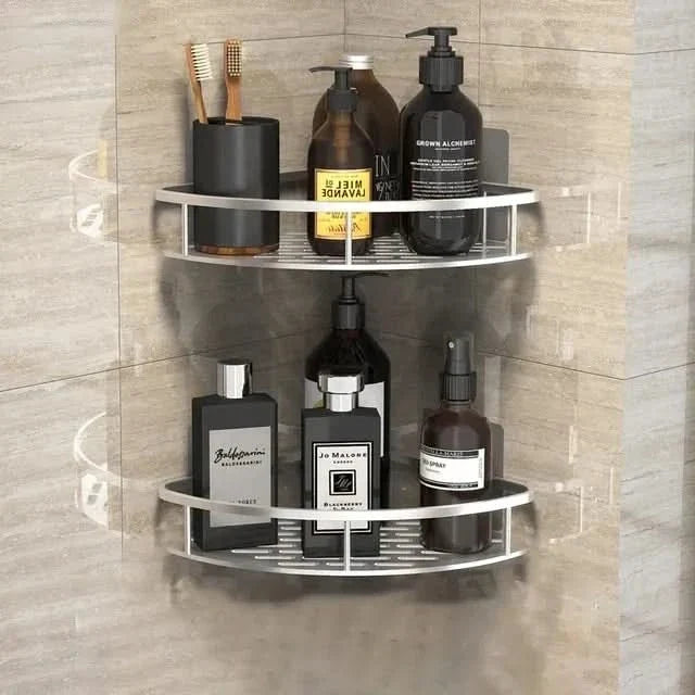 Badezimmerregal ohne Bohren Edelstahl & ABS | Klebemontage ohne Werkzeug | Platzsparend, bis 5 kg Tragkraft für jedes Bad