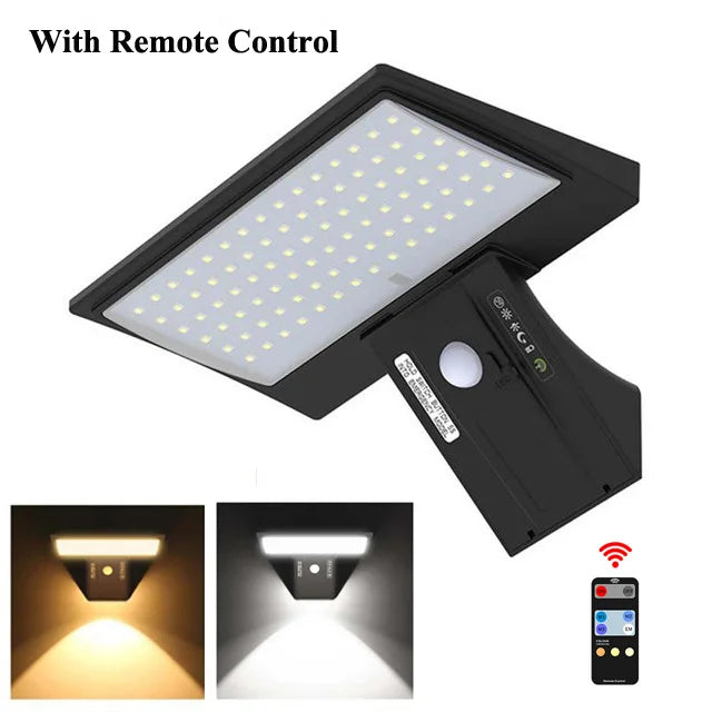 Solavaro Solar-Wandlicht mit Bewegungsmelder | 90 LEDs | IP65 Wasserdicht | Warmweißes Licht