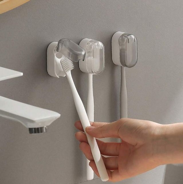 Wandmontierter Zahnbürstenhalter mit Hygieneabdeckung | 3 Stück
