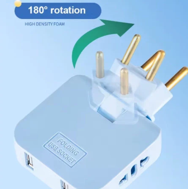 3-Stecker-Adapter mit 180°-Flexibilität | Kompakte Drehbare Wandsteckdose