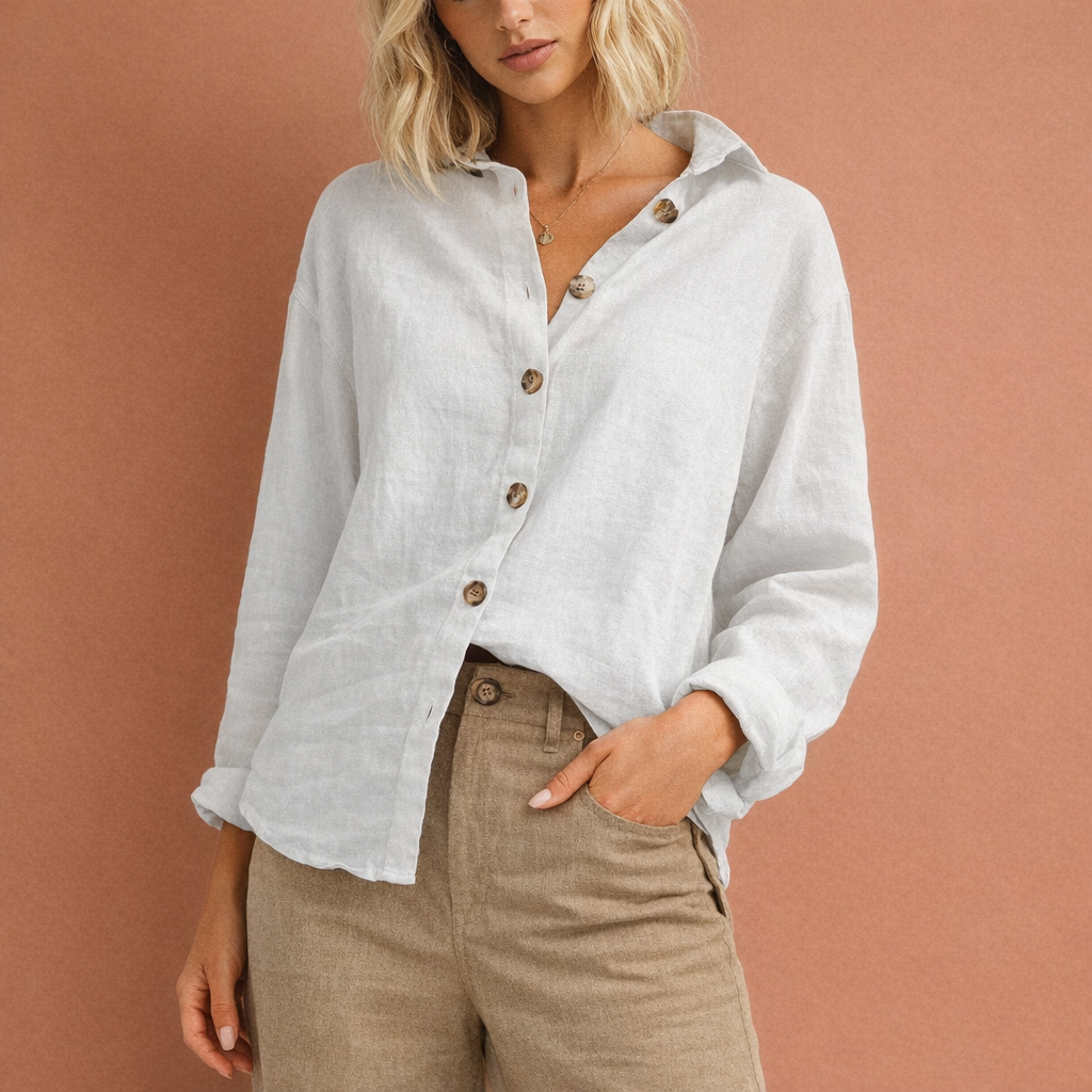ESMÉE | Leinenlook-Bluse mit Knopfverschluss für Damen