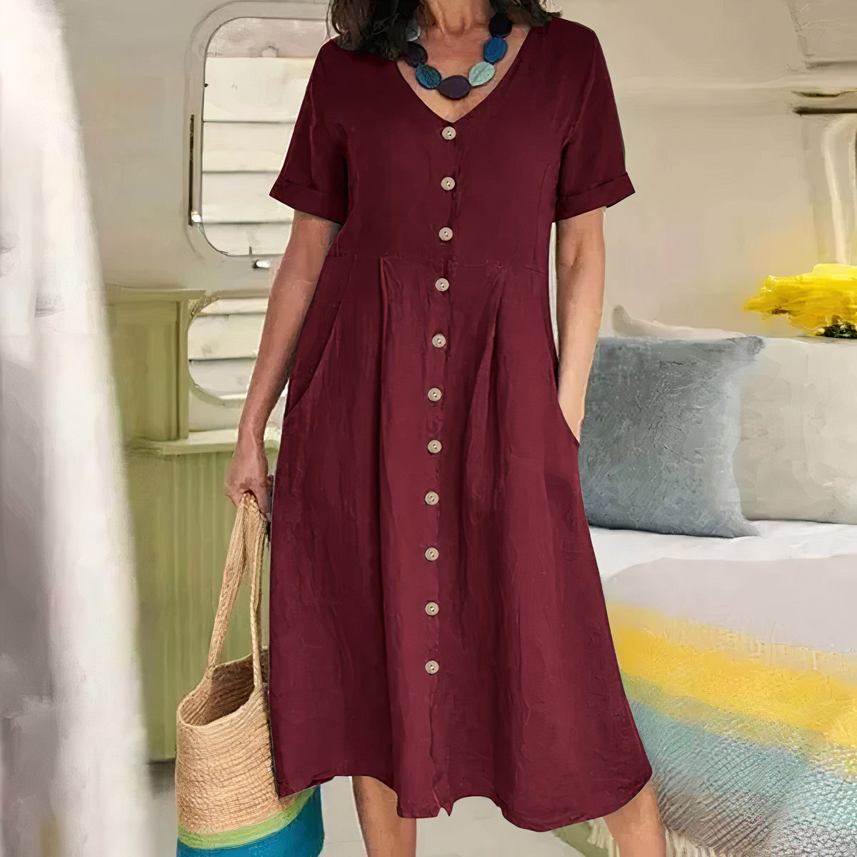 Bella - Maxikleid Mit V-Ausschnitt