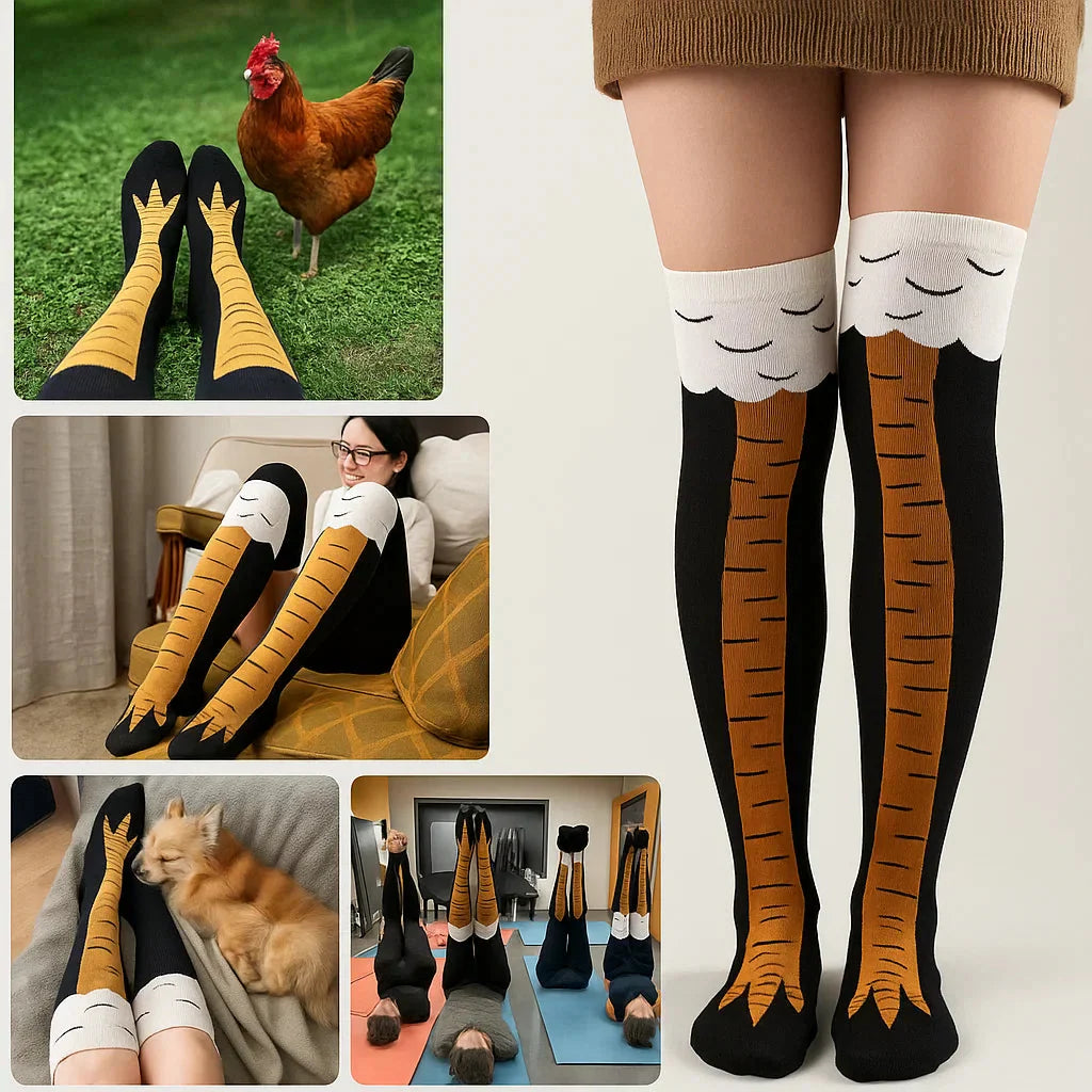 1+1 GRATIS | Chicken Legs Socken – Lustige Winter-Overknee-Socken