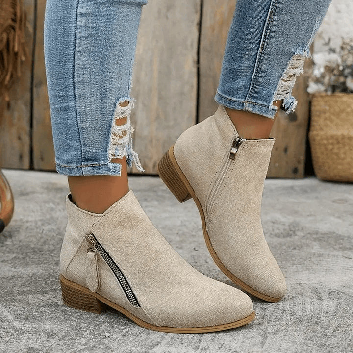 Damenstiefeletten im Vintage-Stil aus Stoff