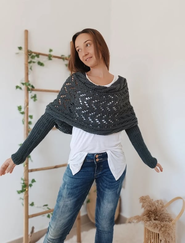 Reinhilde – Doppelten Ärmeln Shawl Schal