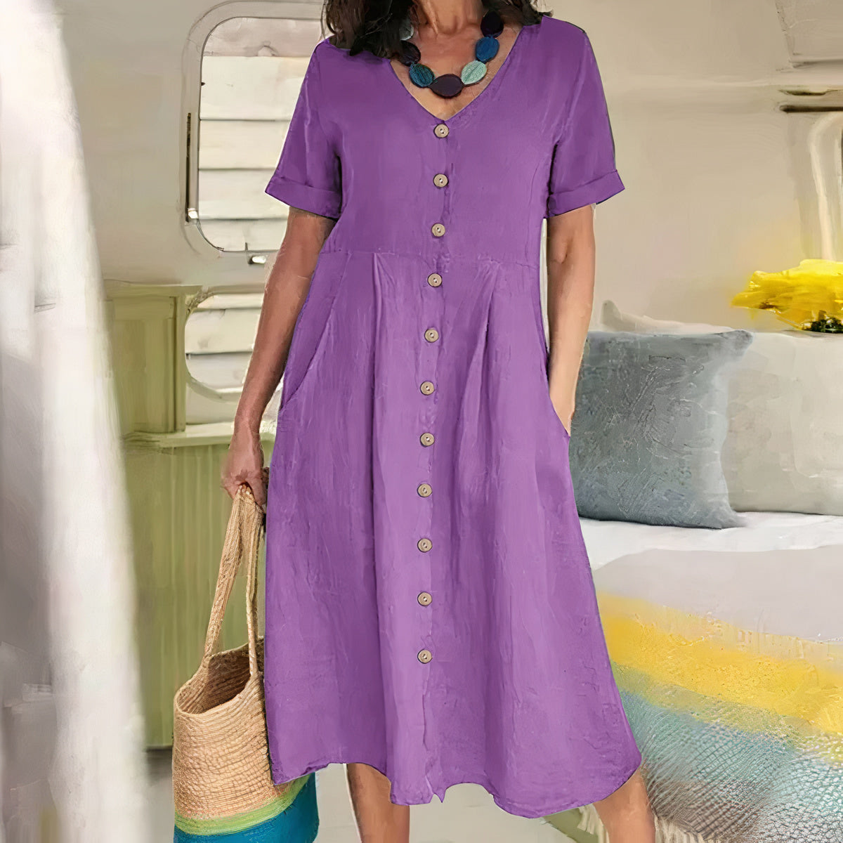 Bella - Maxikleid Mit V-Ausschnitt