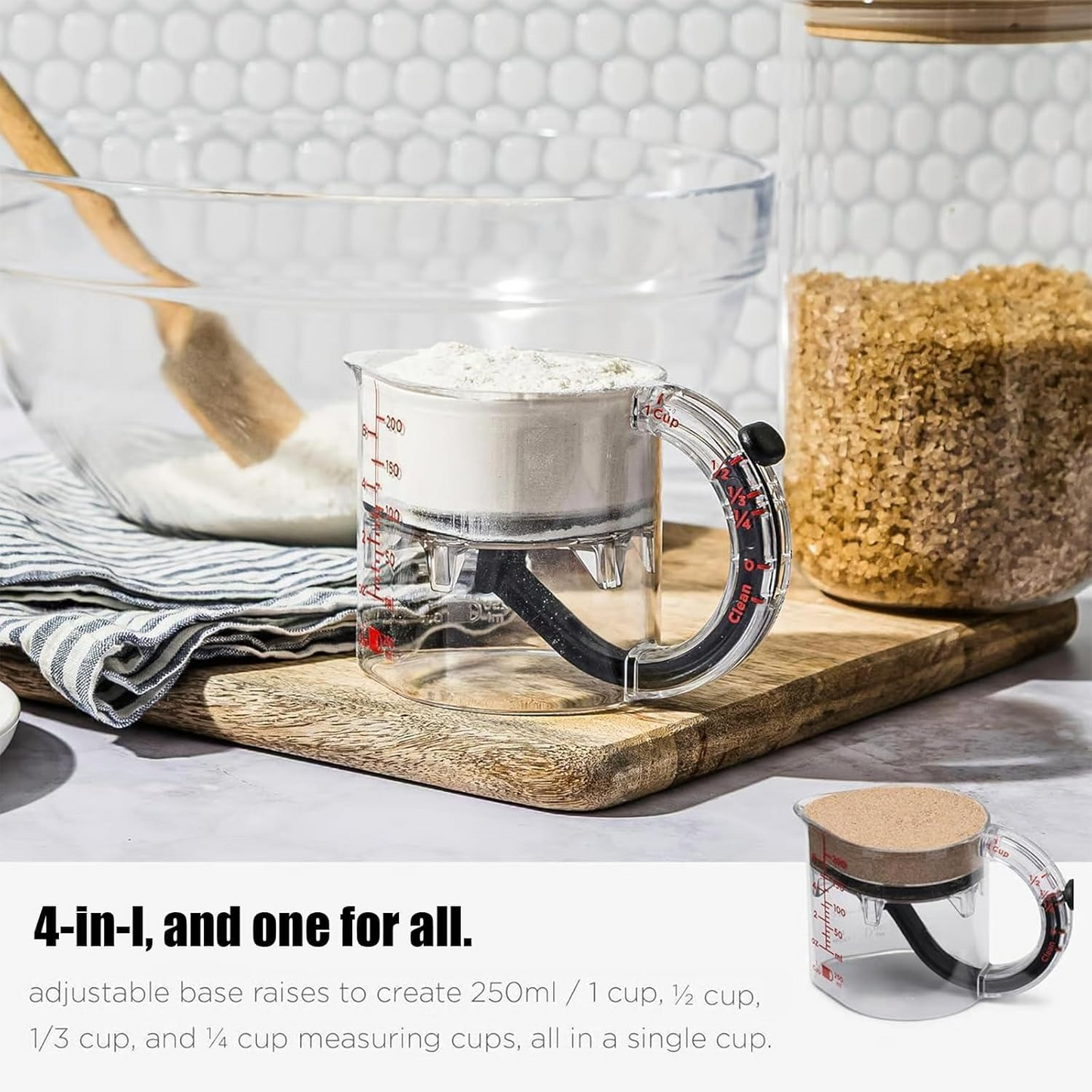 4-in-1 Verstellbarer Messbecher | Präzises Kochen leicht Gemacht - 1 + 1 Gratis!