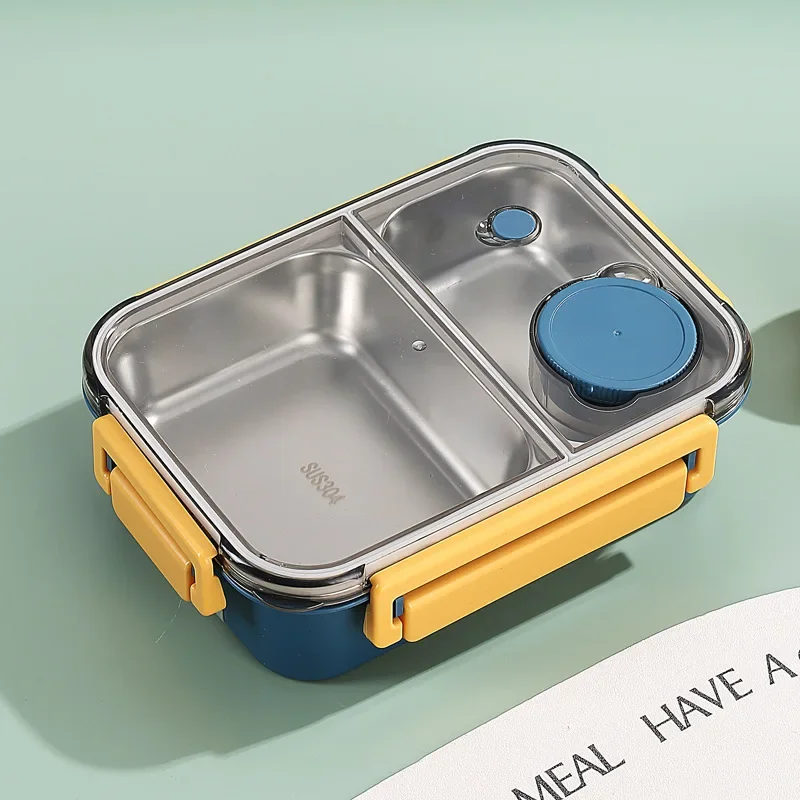 Lunchbox Edelstahl isoliert mit Bento-Fächern