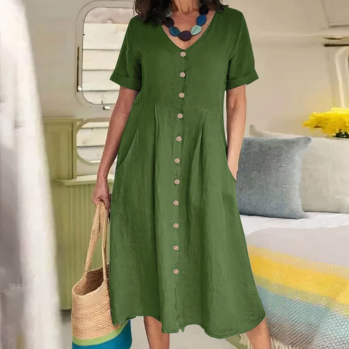 Bella - Maxikleid Mit V-Ausschnitt
