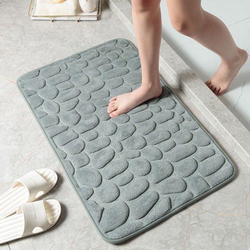 Badematte Memory Foam Kieselstein-Design | Weich, Rutschfest & Schnelltrocknend | 6 Farben, 2 Größen (Mittel/Groß)