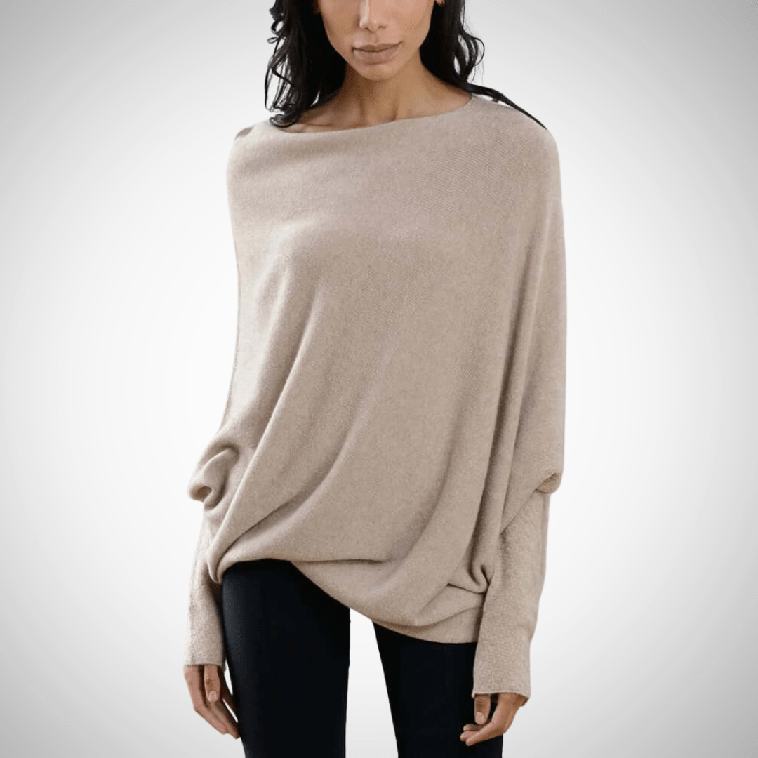Jana - Asymmetrischer Schulterpullover im modernen Strickdesign