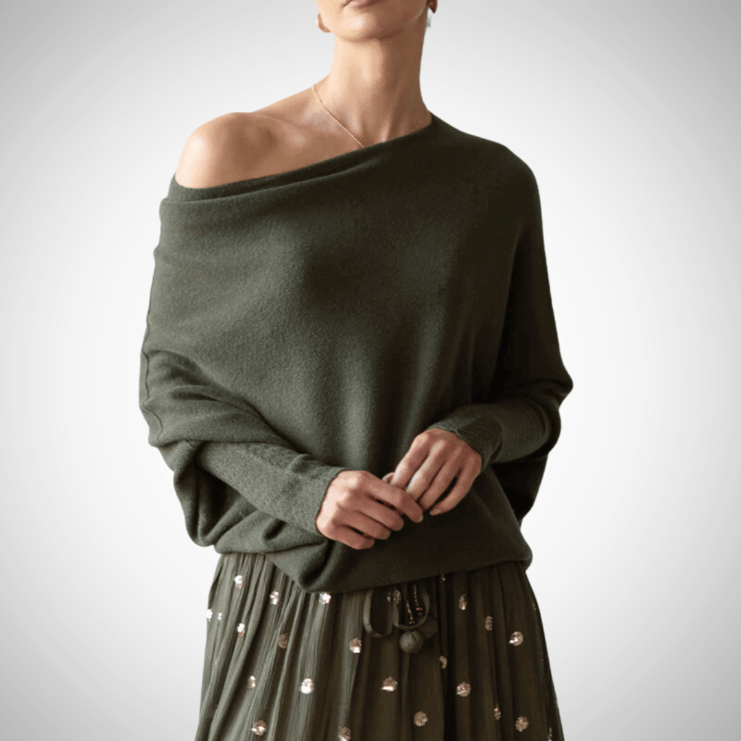 Jana - Asymmetrischer Schulterpullover im modernen Strickdesign