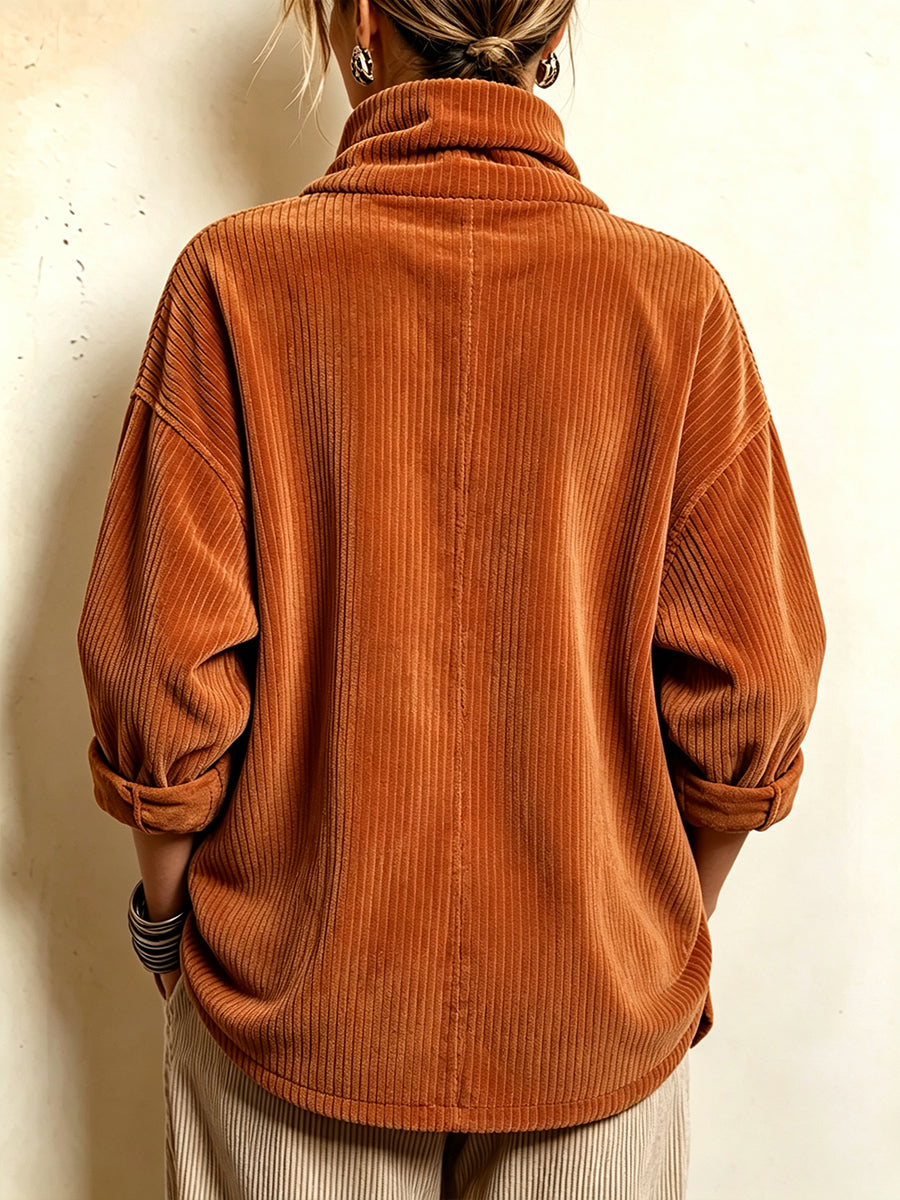 Sisuda – Asymmetrische Cordjacke mit Knopfleiste