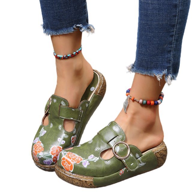 Orthopädische Damen-Sandalen mit Blumenmuster