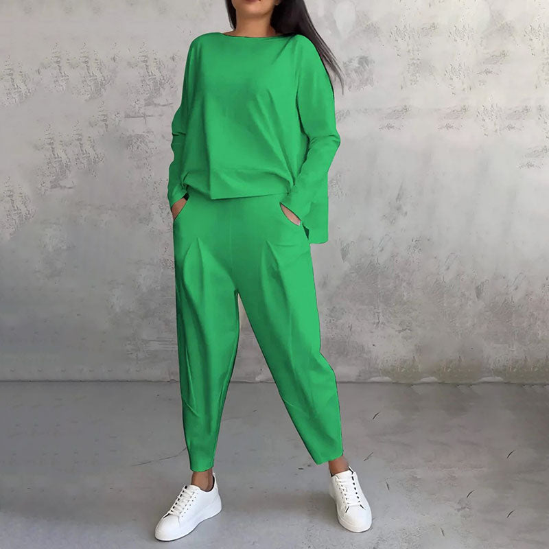 Elena | Zweiteiliges Set mit Langarm-Top und weiter Hose
