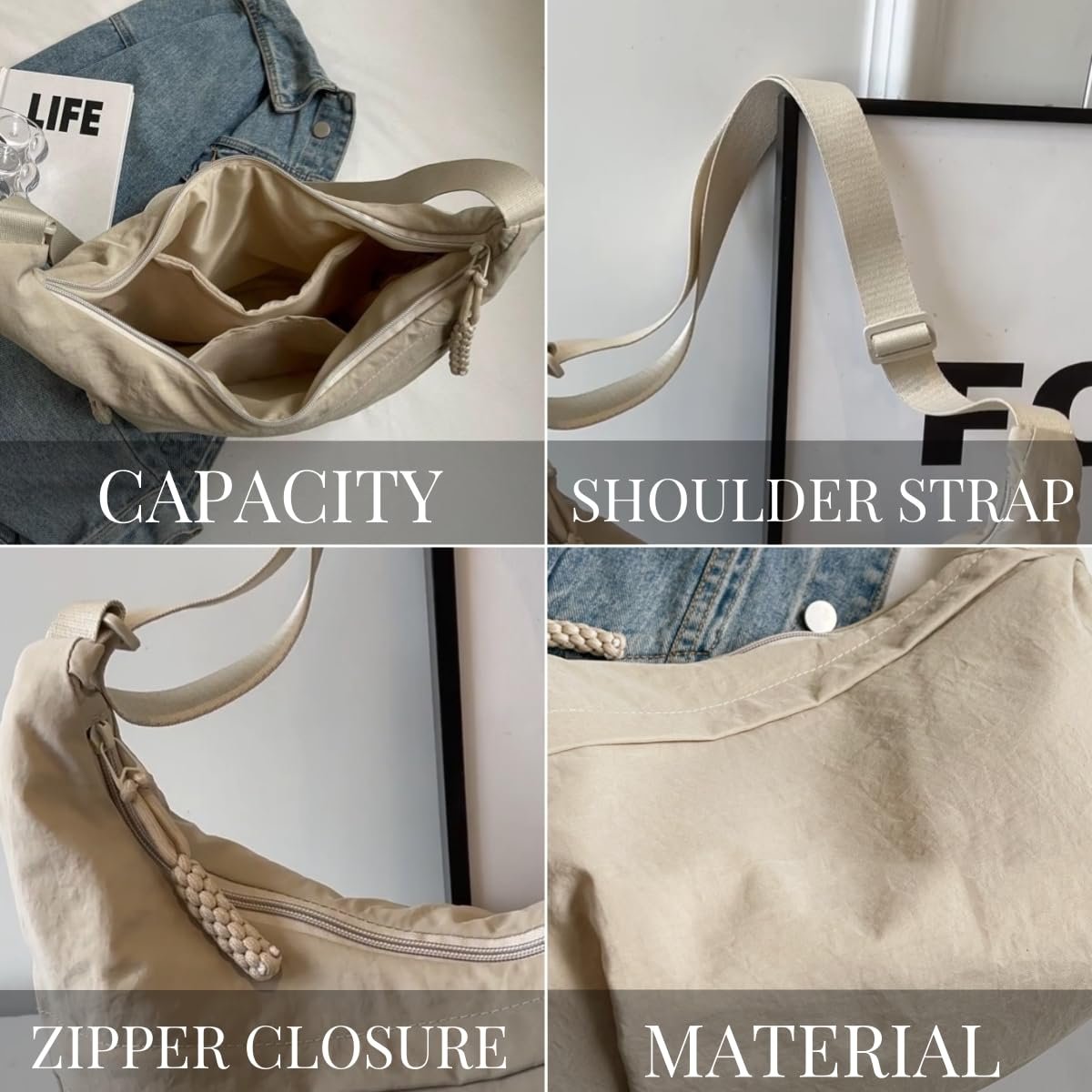 50% RABATT | Modische Damenmode Umhängetasche in einfarbigem Nylon