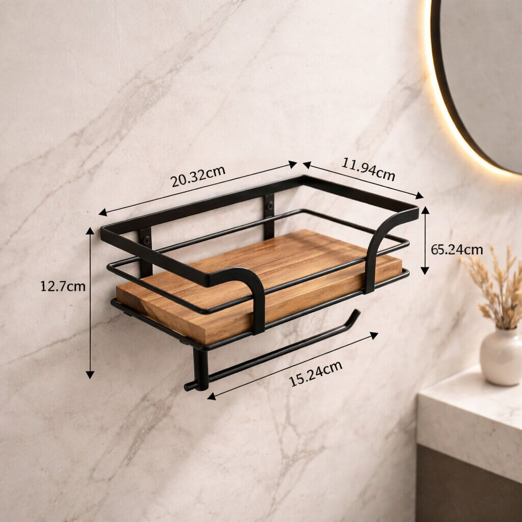 Toilettenpapierhalter | Ablageregal für Bad | Wandmontage, Platz für Handy & Tücher | ShelfRoll