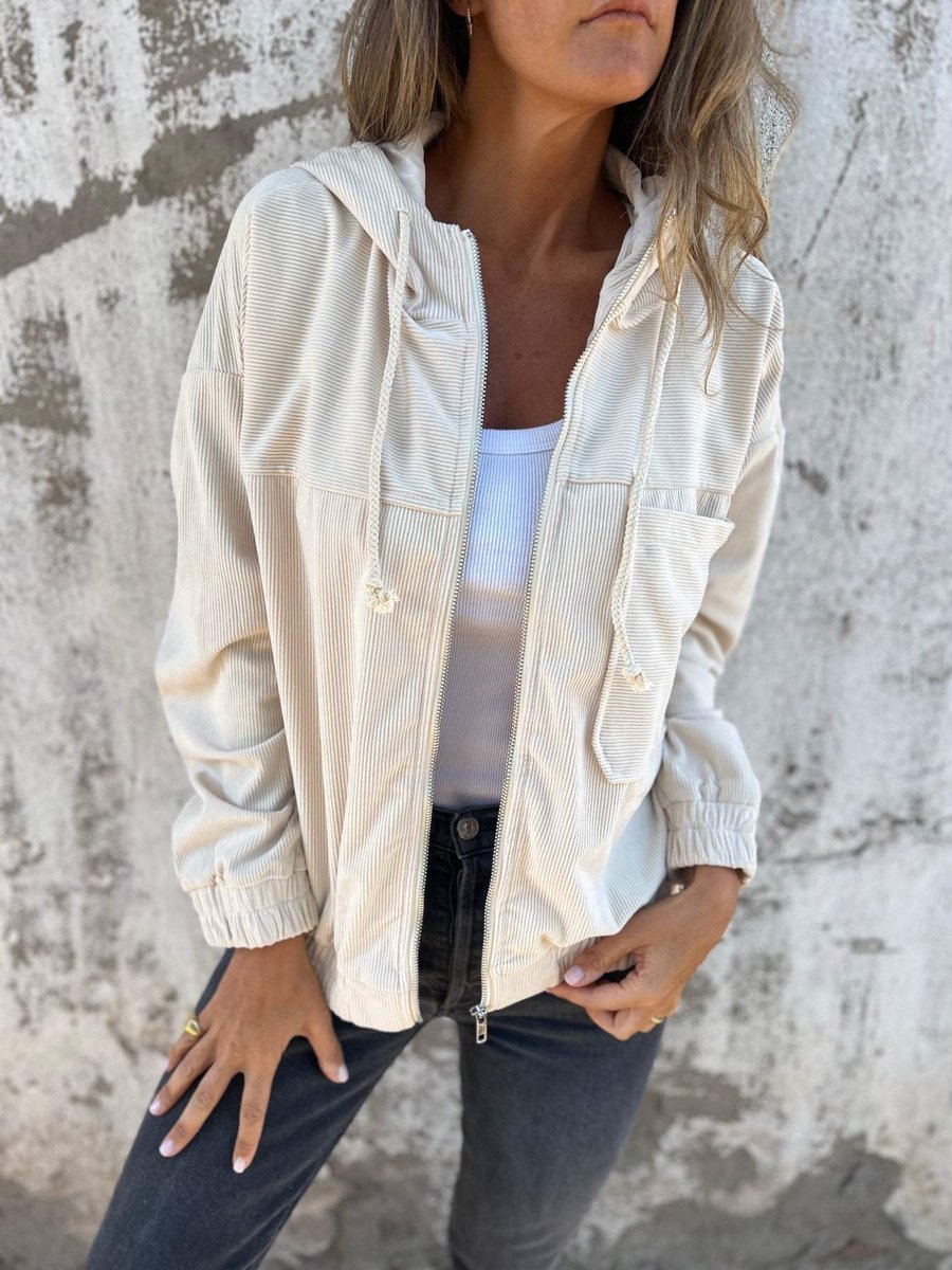 Lauren | Gerippte Kapuzenjacke mit Reißverschluss