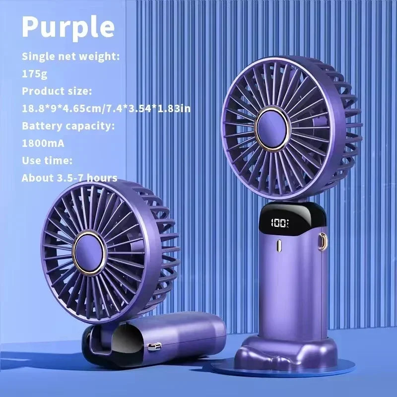 Venturox Mini Ventilator | 5-Gang-Einstellungen | 3000 mAh Akku | Faltbares Design & LED-Anzeige